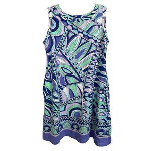 Barbara Gerwit Sleeveless Dress Size M Teal Blue Lavender‎ Pink